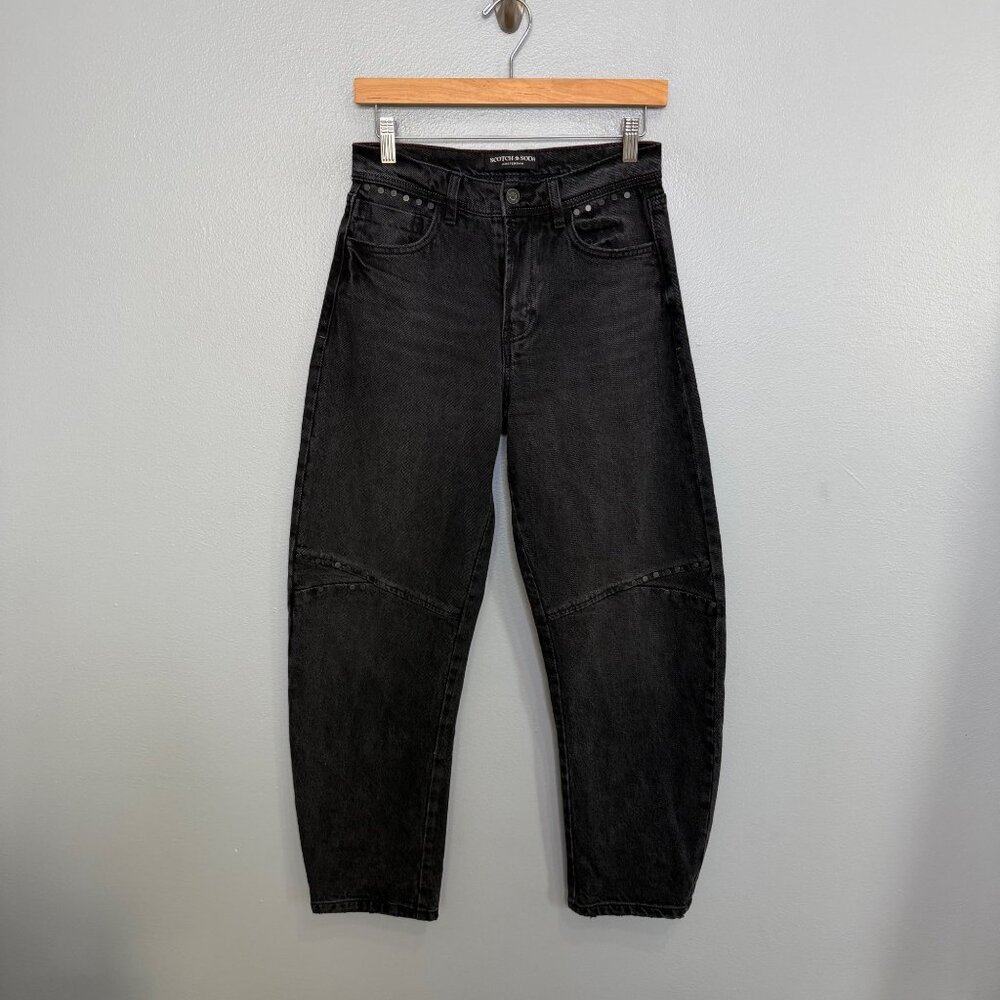 SCOTCH & SODA faded black studded barrel leg jeans size 0/25